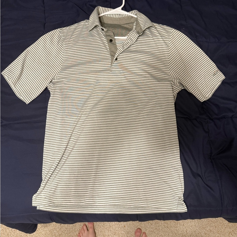 Greg Norman Collection Gray Striped Polo Shirt